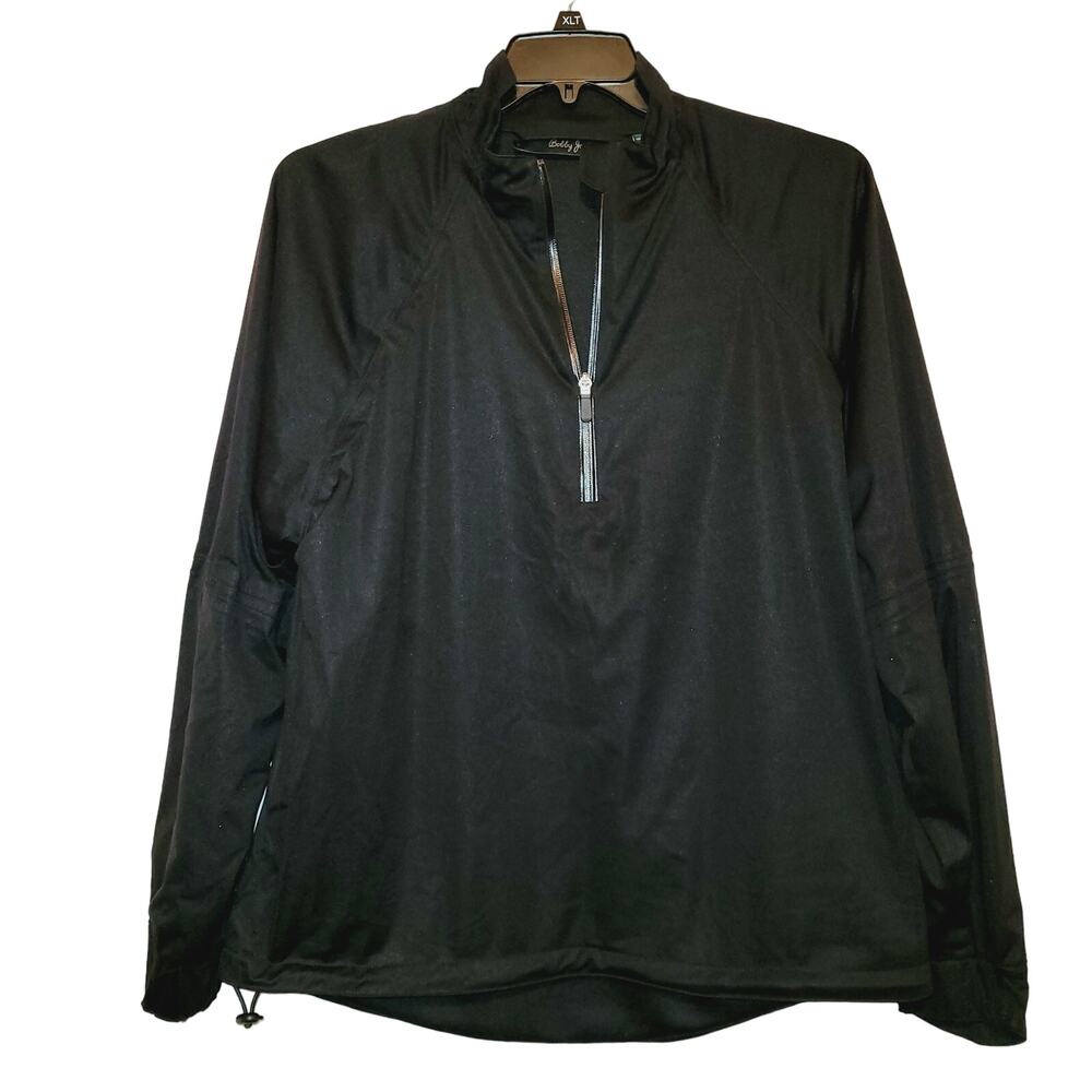 Bobby Jones black quarter zip pullover jacket Size Large Athletic Golf Active